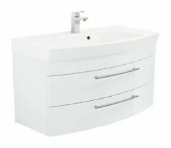 Saniclear Bella Halfrond Badmeubel 100cm 1 Kraangat Hoogglans Wit