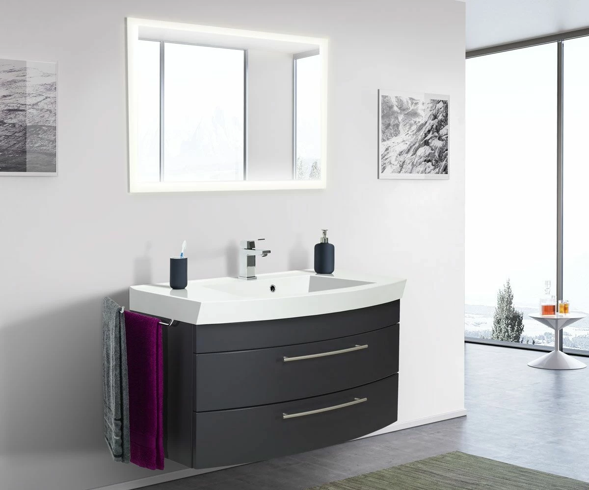 Saniclear Bella Halfrond Badmeubel 100cm Met LED Spiegel Antraciet