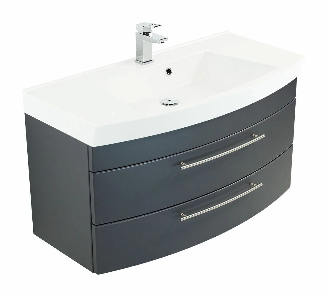 Saniclear Bella Halfrond Badmeubel 100cm Met LED Spiegel Antraciet - Afbeelding 4