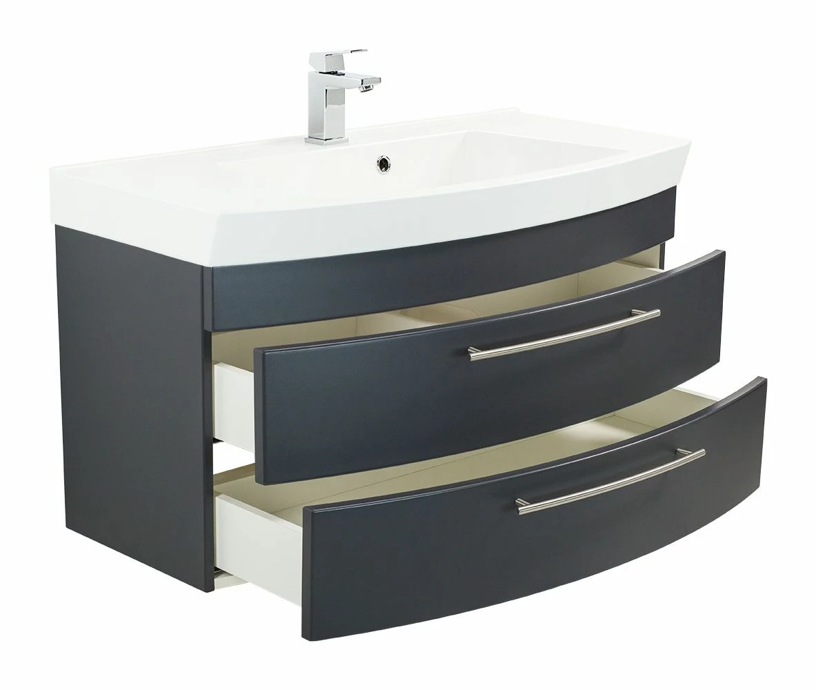 Saniclear Bella Halfrond Badmeubel 100cm Met LED Spiegel Antraciet - Afbeelding 3