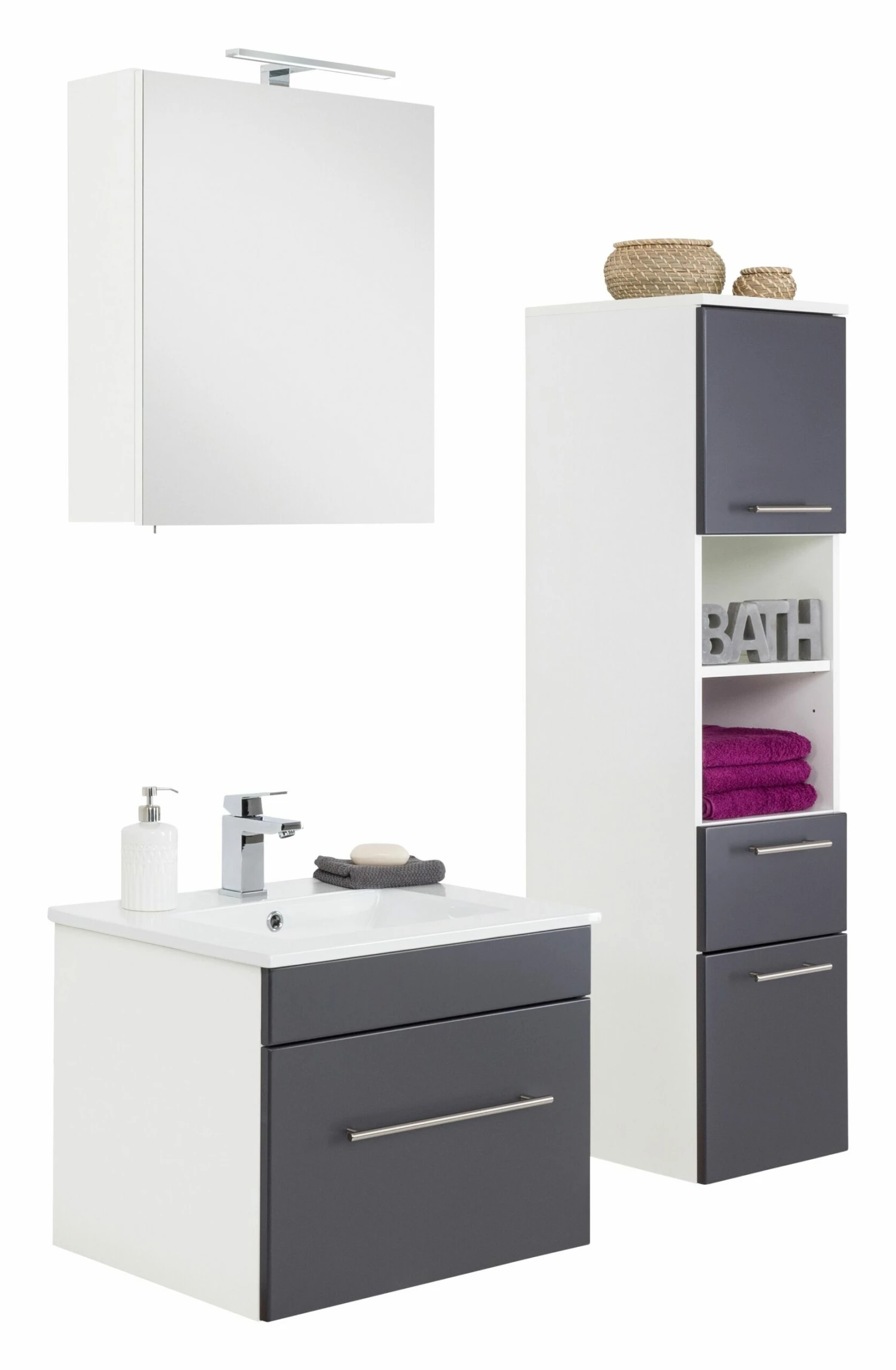 Saniclear Viva Badmeubelset 3-delig 60cm Antraciet