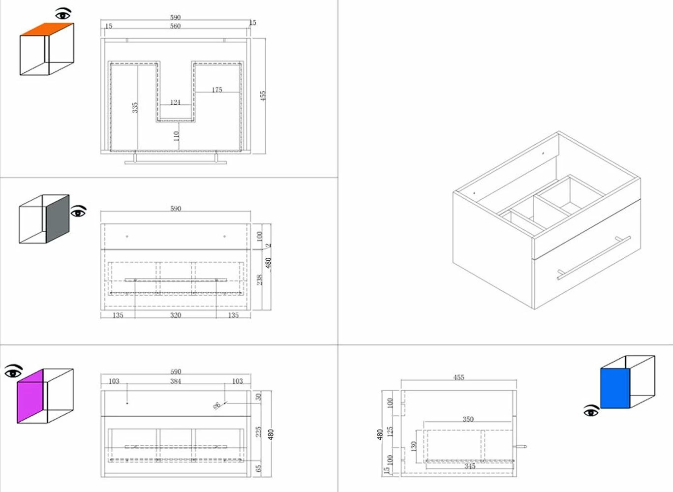 Saniclear Viva Badmeubelset 3-delig 60cm Antraciet - Afbeelding 6