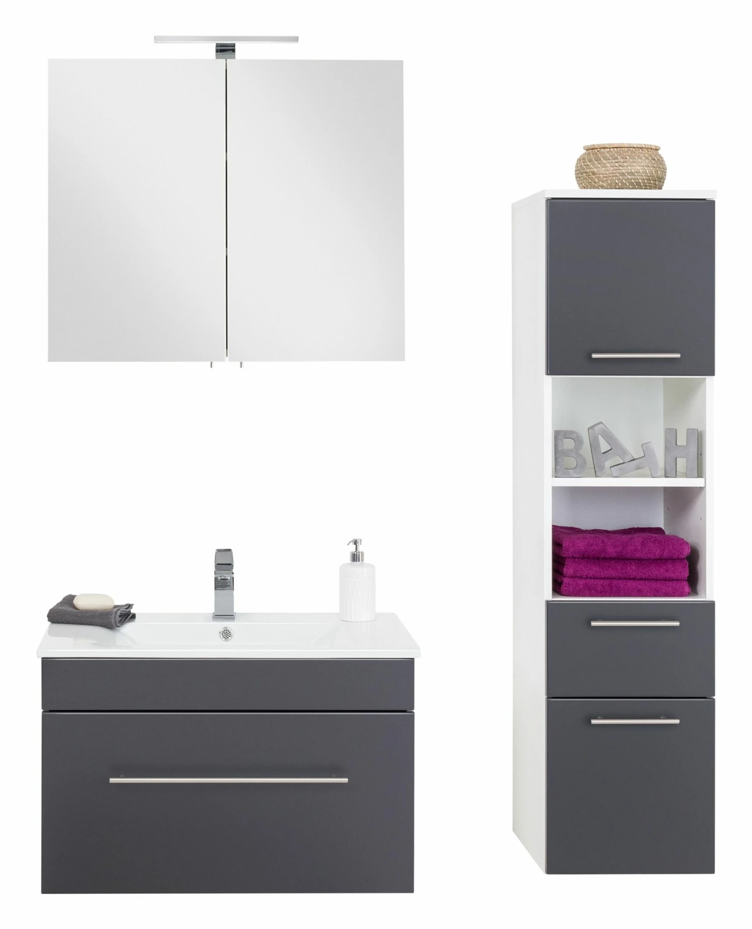 Saniclear Viva Badmeubelset 3-delig 75cm Antraciet - Afbeelding 2