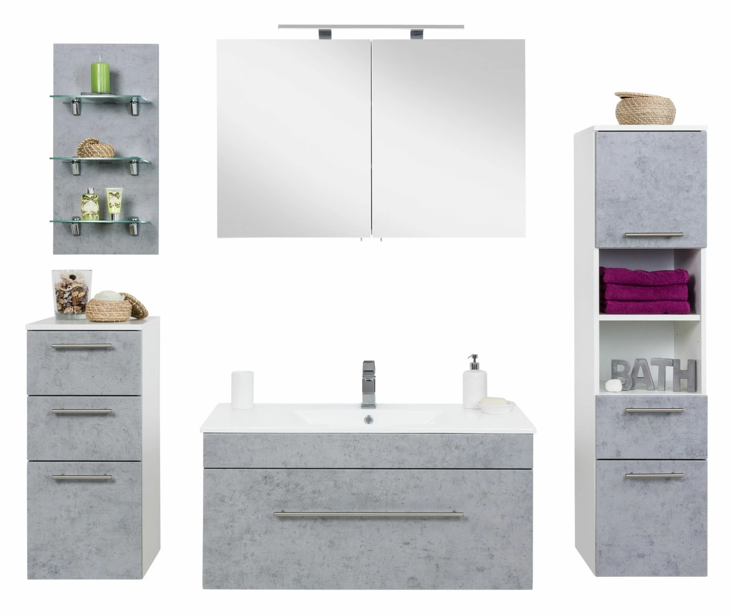Saniclear Viva Badmeubelset 5-delig 100cm Betongrijs - Afbeelding 2