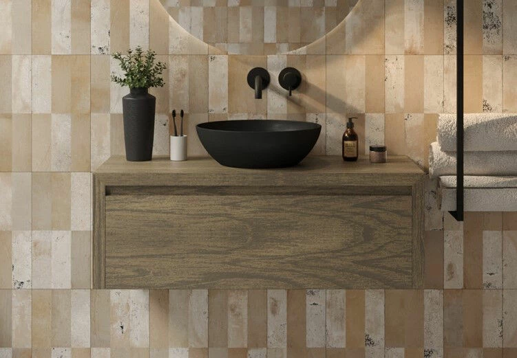 SaniGoods Alvares Badmeubel 100cm Eiken Ashgrey Met Zwarte Waskom