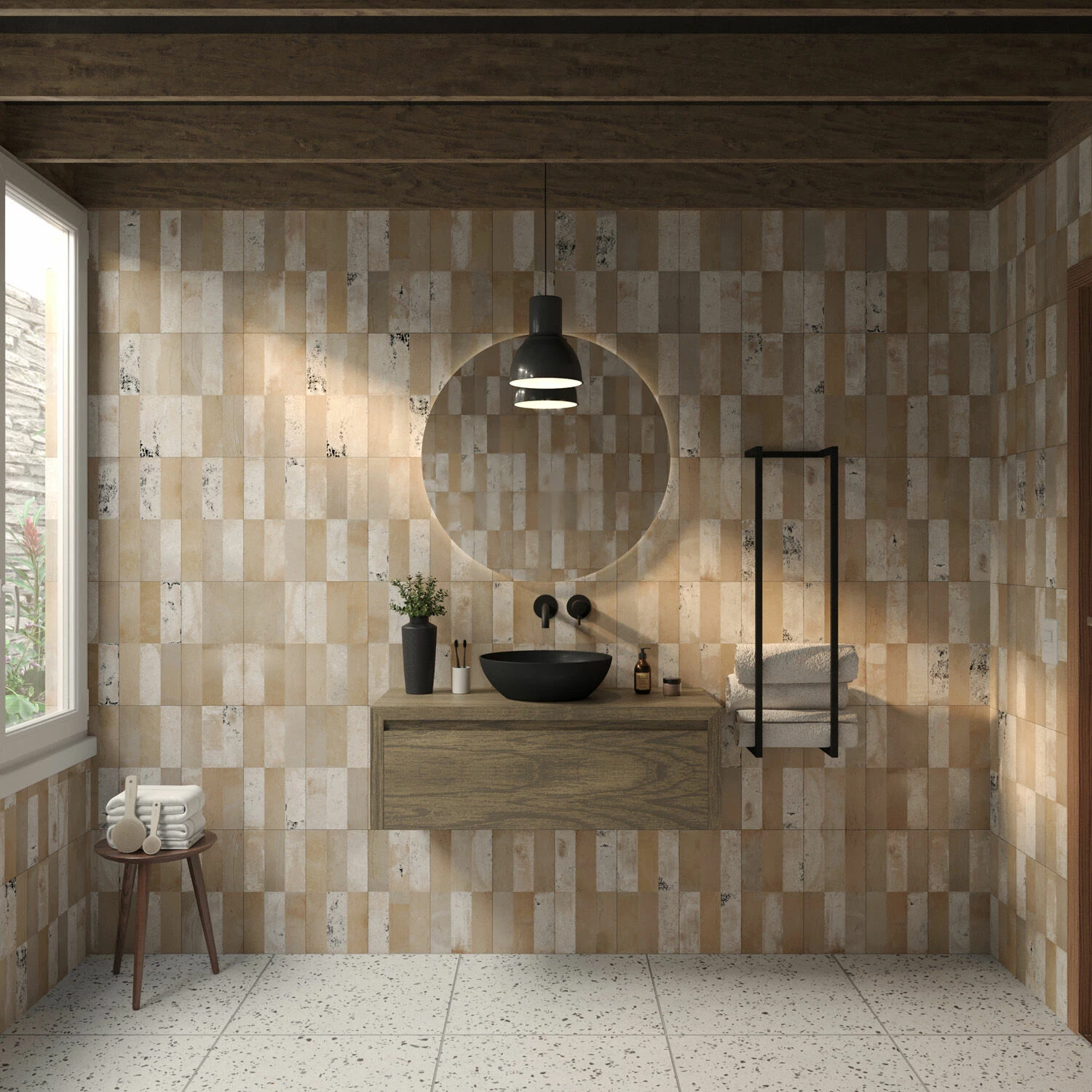 SaniGoods Alvares Badmeubel 100cm Eiken Ashgrey Met Zwarte Waskom - Afbeelding 2