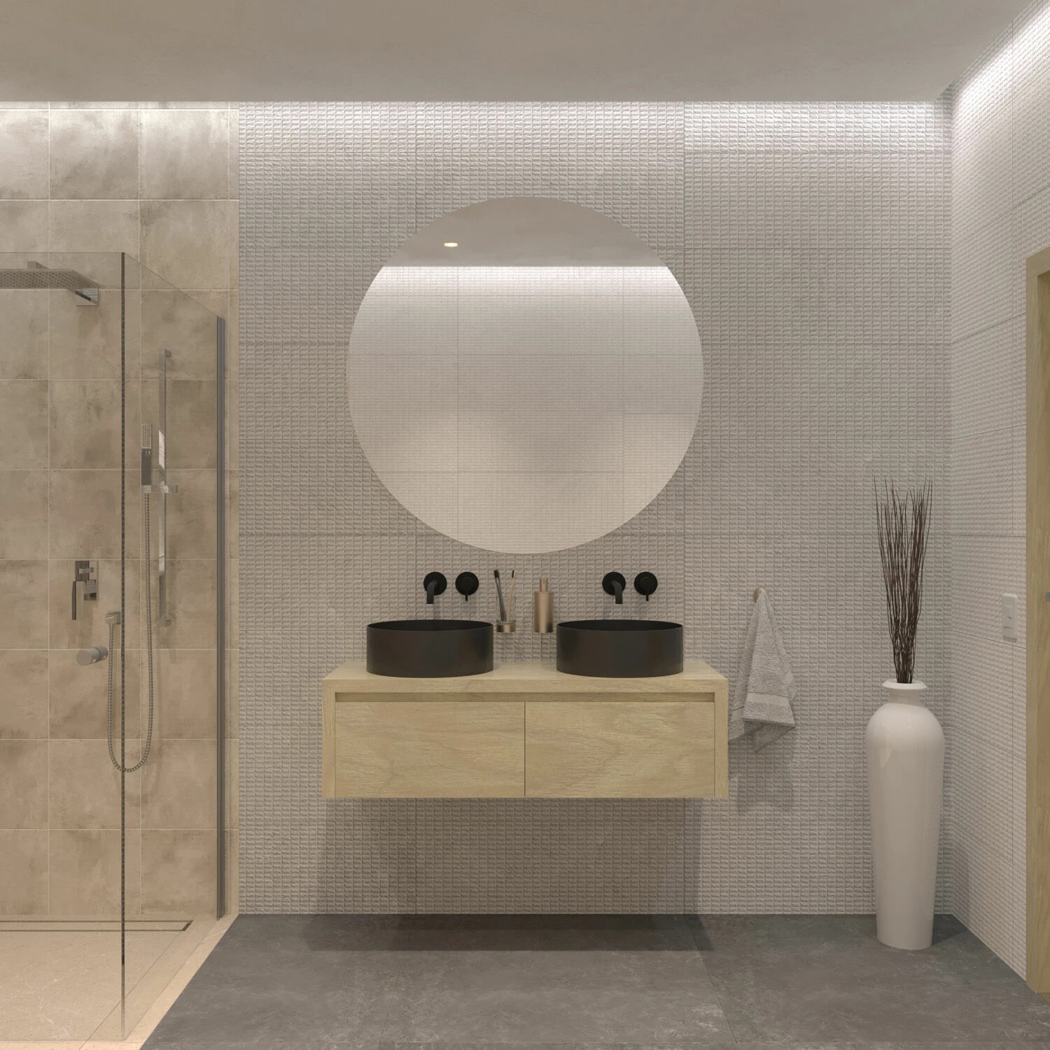 SaniGoods Alvares Badmeubel 120cm 2 Lades Zonder Waskom Eiken Corn Silk - Afbeelding 2