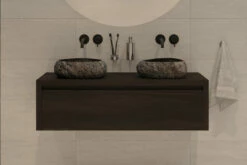 SaniGoods Alvares Badmeubel 120cm Eiken Charcoal Met Rivierstenen Waskommen