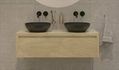 SaniGoods Alvares Badmeubel 120cm Eiken Corn Silk Met Zwarte Waskommen
