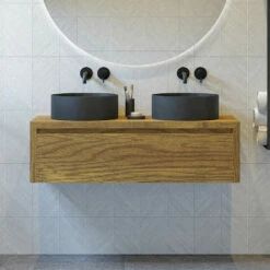 SaniGoods Alvares Badmeubel 120cm Zonder Waskom Eiken Castle Brown