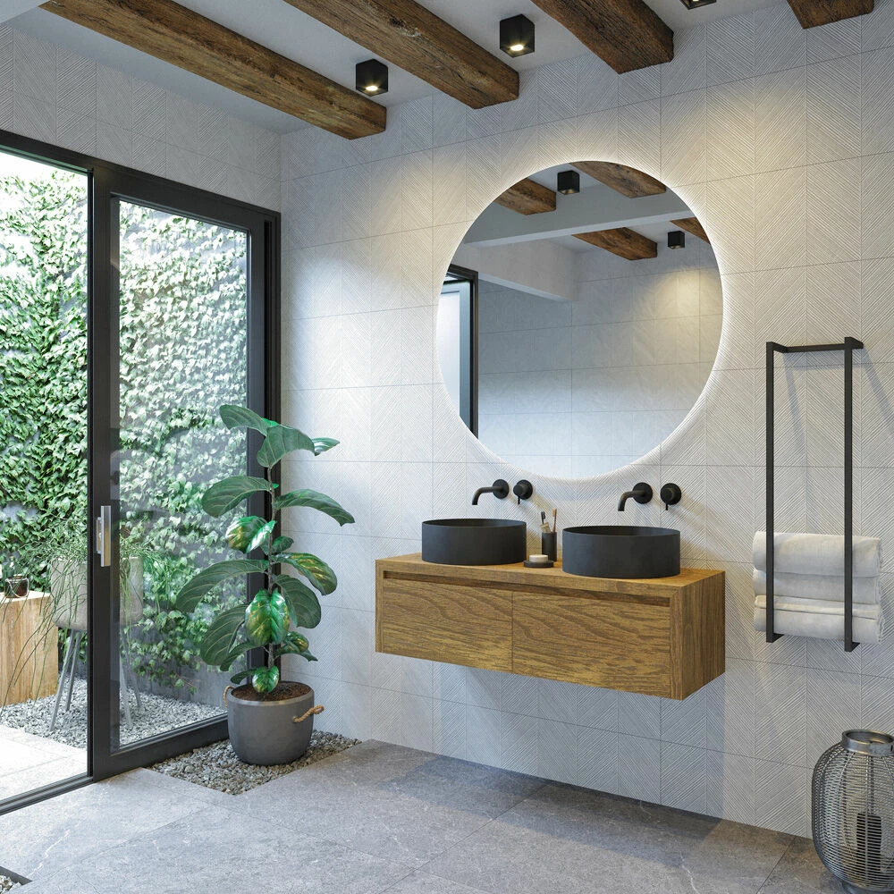 SaniGoods Alvares Badmeubel 140cm 2 Lades Zonder Waskom Eiken Castle Brown - Afbeelding 2