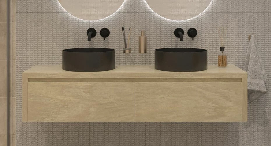 SaniGoods Alvares Badmeubel 160cm 2 Lades Zonder Waskom Eiken Corn Silk