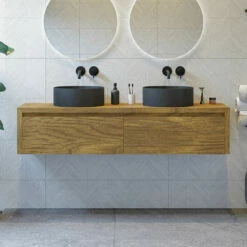 SaniGoods Alvares Badmeubel 180cm 2 Lades Zonder Waskom Eiken Castle Brown