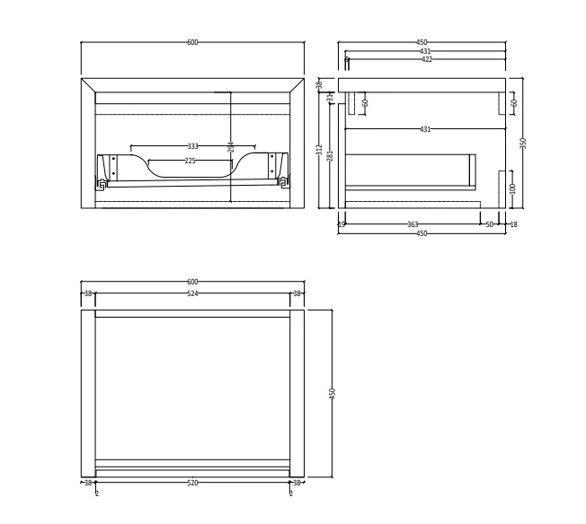 SaniGoods Alvares Badmeubel 60cm Zonder Waskom Eiken Castle Brown - Afbeelding 4