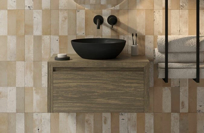 SaniGoods Alvares Badmeubel 80cm Eiken Ashgrey Met Zwarte Waskom