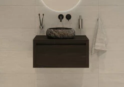 SaniGoods Alvares Badmeubel 80cm Eiken Charcoal Met Rivierstenen Waskom