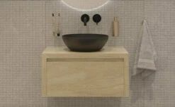 SaniGoods Alvares Badmeubel 80cm Eiken Corn Silk Met Zwarte Waskom