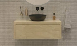 SaniGoods Alvares Badmeubel 90cm Eiken Corn Silk Met Zwarte Waskom