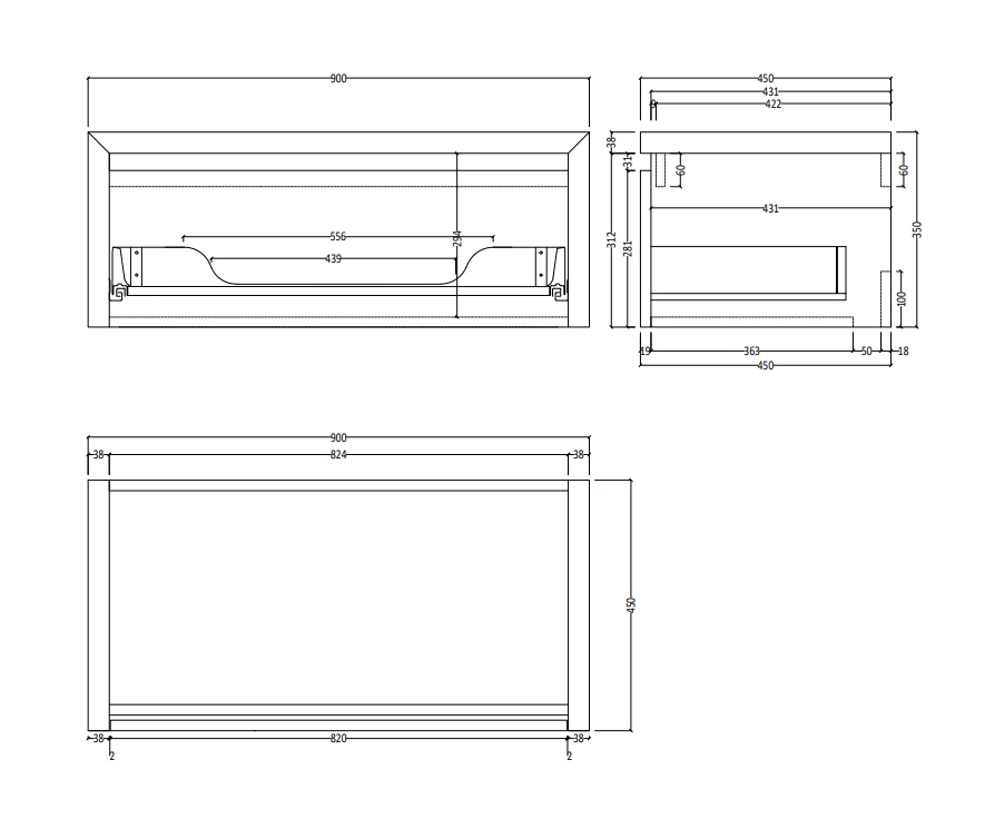 SaniGoods Alvares Badmeubel 90cm Eiken Charcoal Met Rivierstenen Waskom - Afbeelding 5
