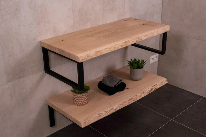 SaniGoods Massief Eikenhouten Badmeubel 100cm - Afbeelding 2