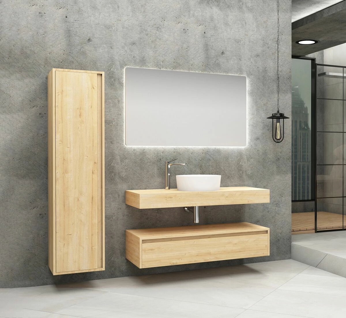 SaniGoods Mila Badmeubel 120cm Licht Eiken Zonder Waskom