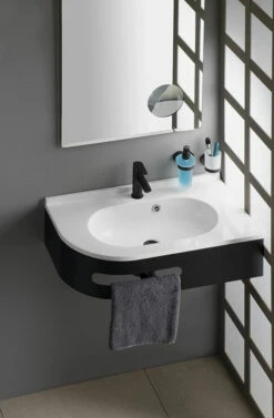 Sapho Pulse Wastafel Met Console Mat Zwart 75x45cm Rechts