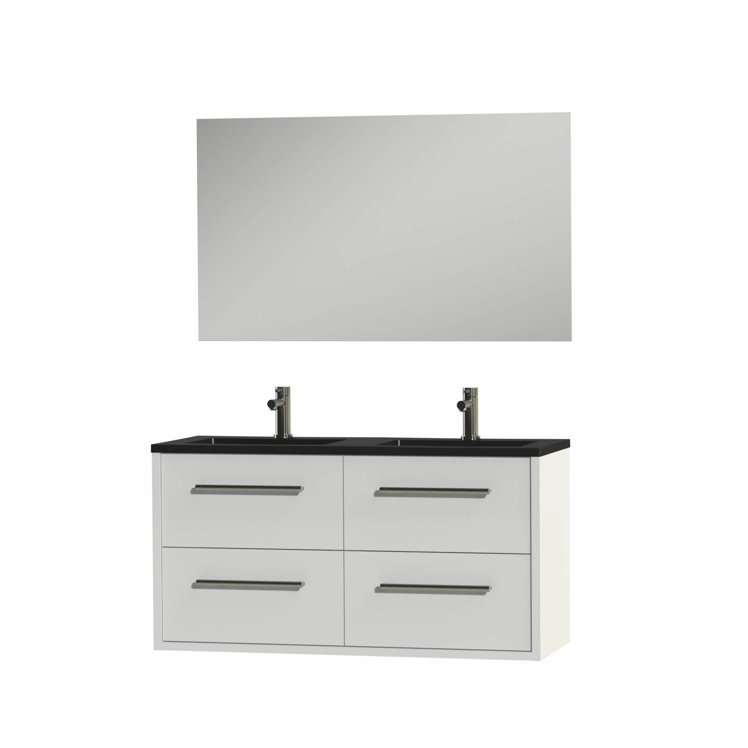 Tiger Boston Badmeubelset Incl Spiegel En Zwarte Wastafel 120cm Wit - Afbeelding 3