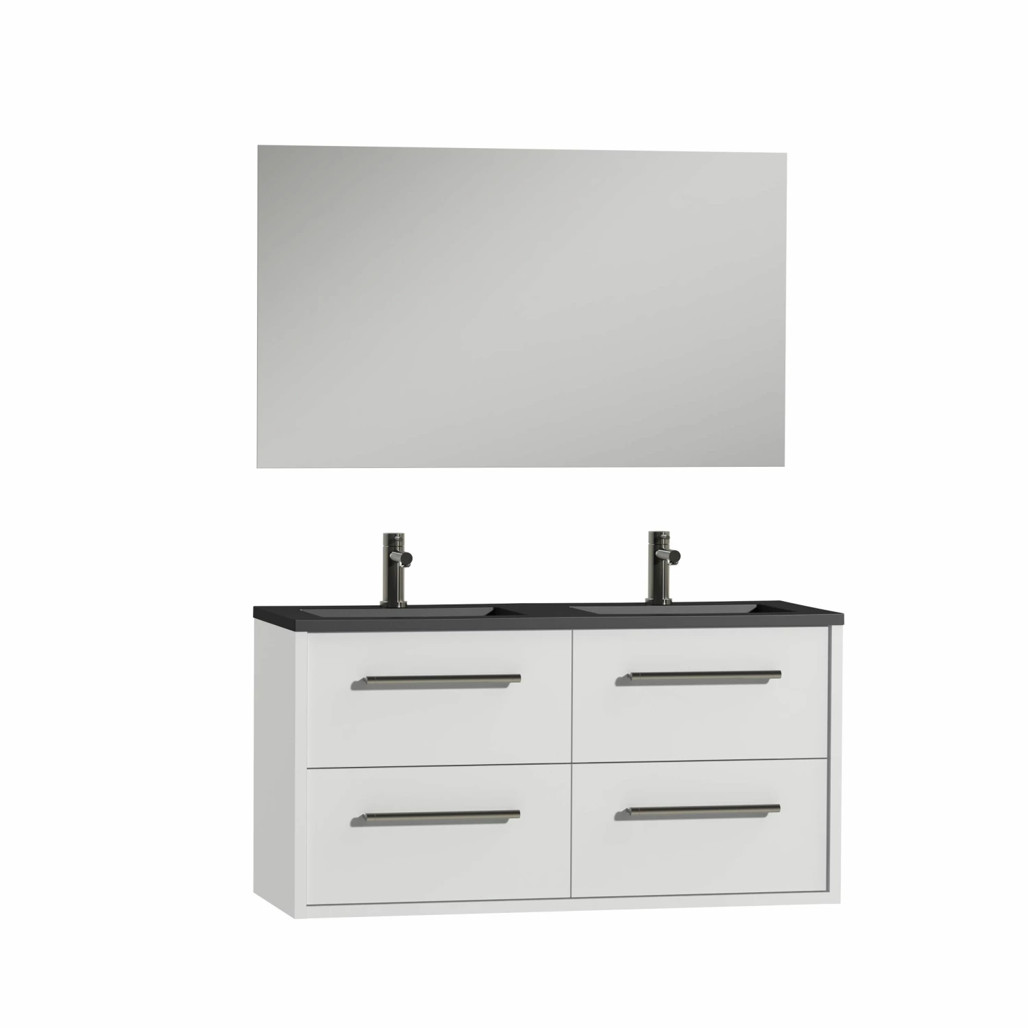 Tiger Boston Badmeubelset Incl Spiegel En Zwarte Wastafel 120cm Wit - Afbeelding 2