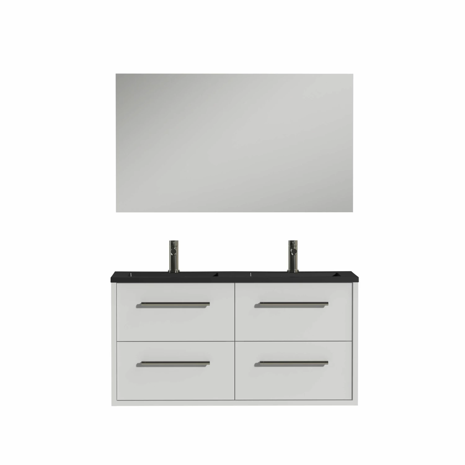 Tiger Boston Badmeubelset Incl Spiegel En Zwarte Wastafel 120cm Wit