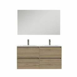 Tiger Loft Dubbel Badmeubel Met Spiegel En Witte Wastafel 120cm Chalet Eiken