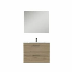 Tiger Studio Badkamermeubel Incl Spiegel En Witte Wastafel 80cm Chalet Eiken