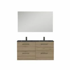 Tiger Studio Badkamermeubel Incl Spiegel En Zwarte Wastafel 120cm Chalet Eiken