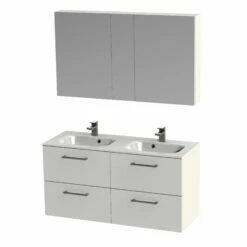 Tiger Studio Badkamermeubel Met Spiegelkast En Witte Wastafel 120cm Wit